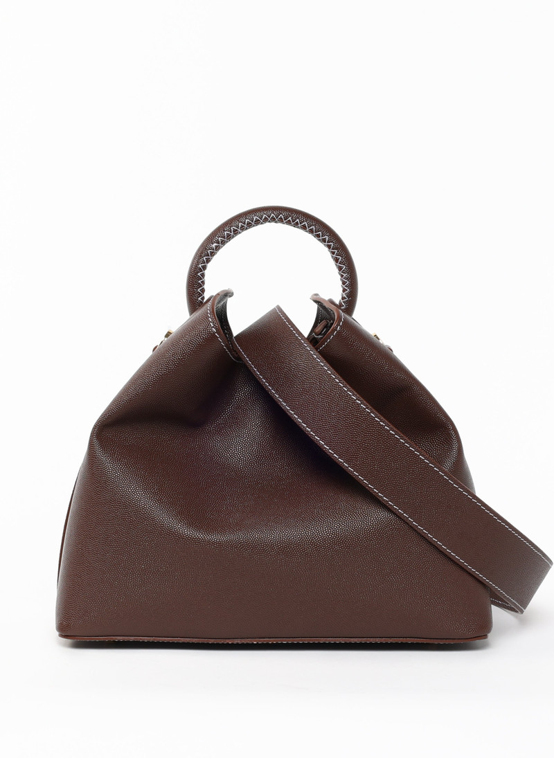 Raisin Caviar Leather Brown White Stitching 4