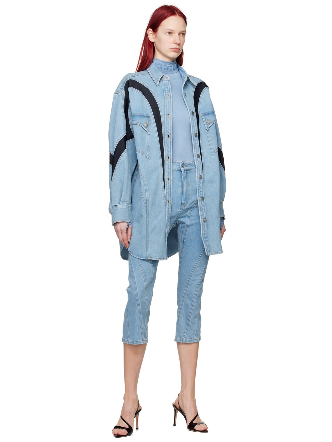 Blue Spiral Crop Jeans - 4