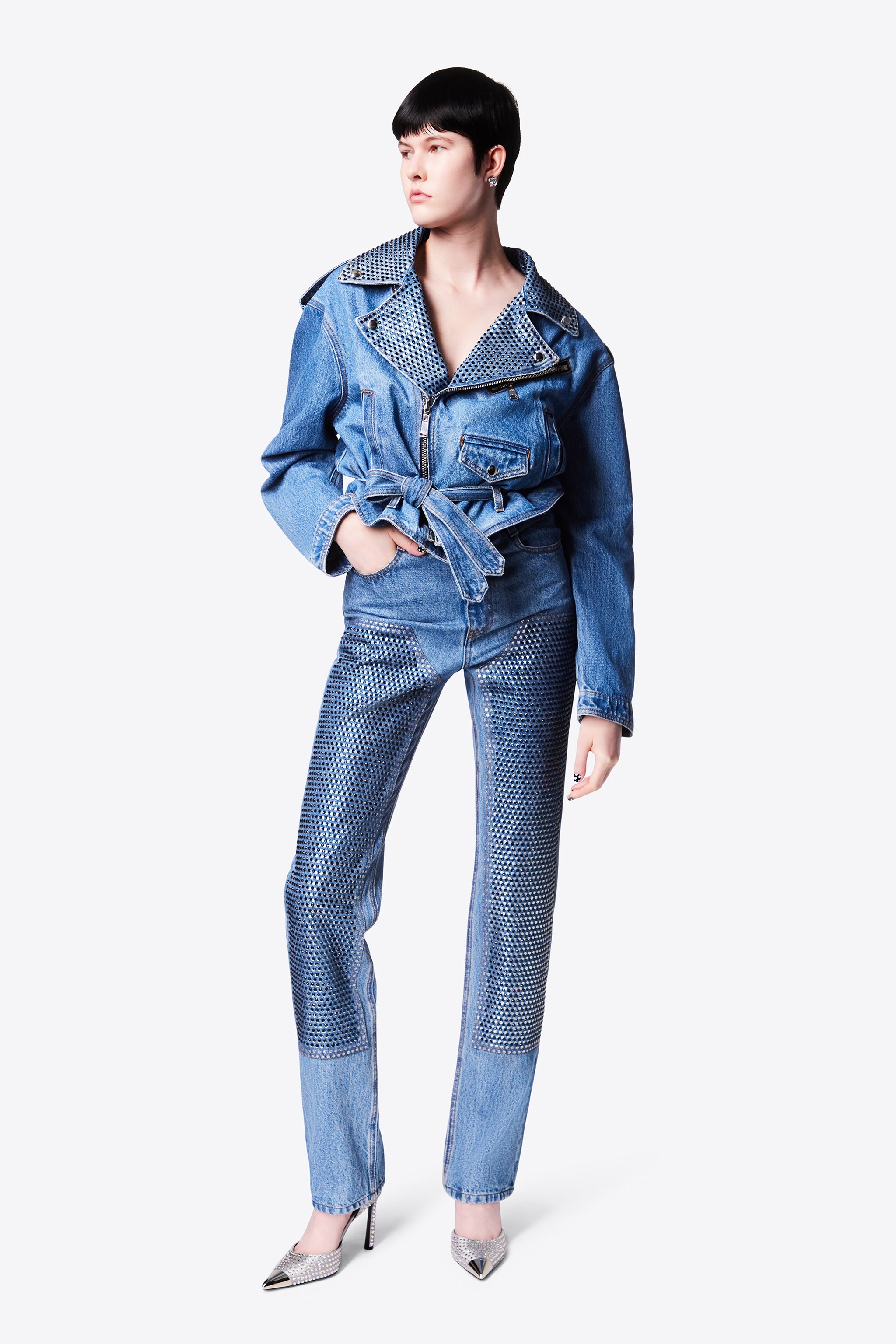 CRYSTAL EMBELLISHED STRAIGHT LEG JEAN - 3