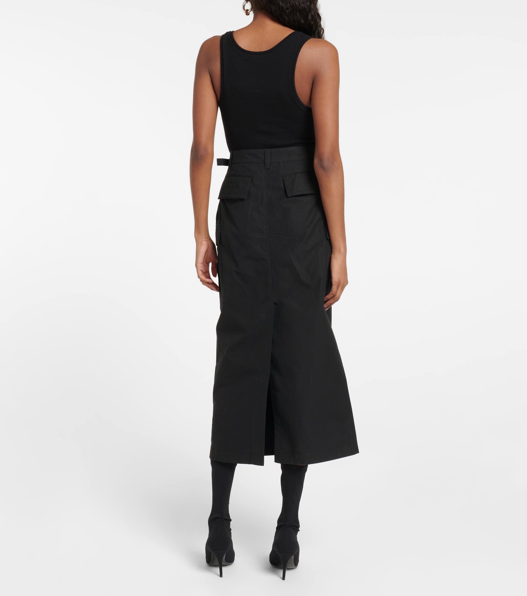 Cotton cargo midi skirt - 3