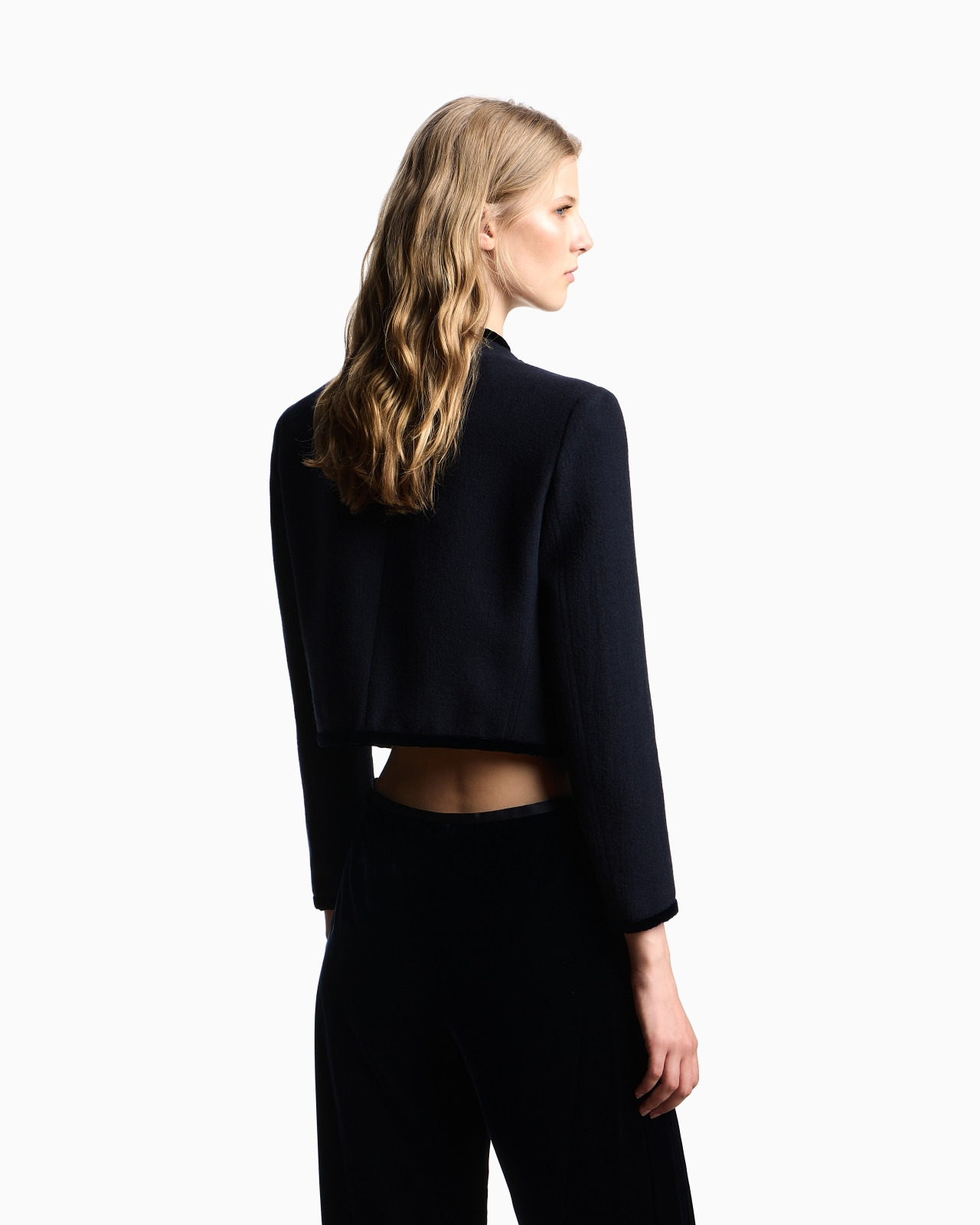 WASHED WOOL JACKET WITH VELVET TRIM - 3