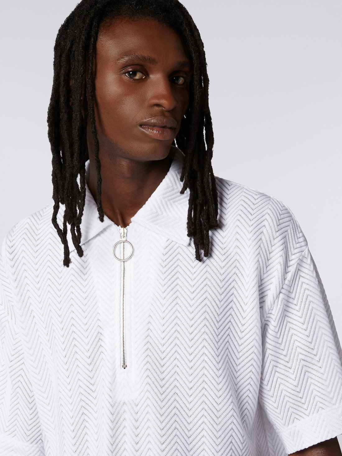 Cotton and viscose short-sleeved polo shirt - 5