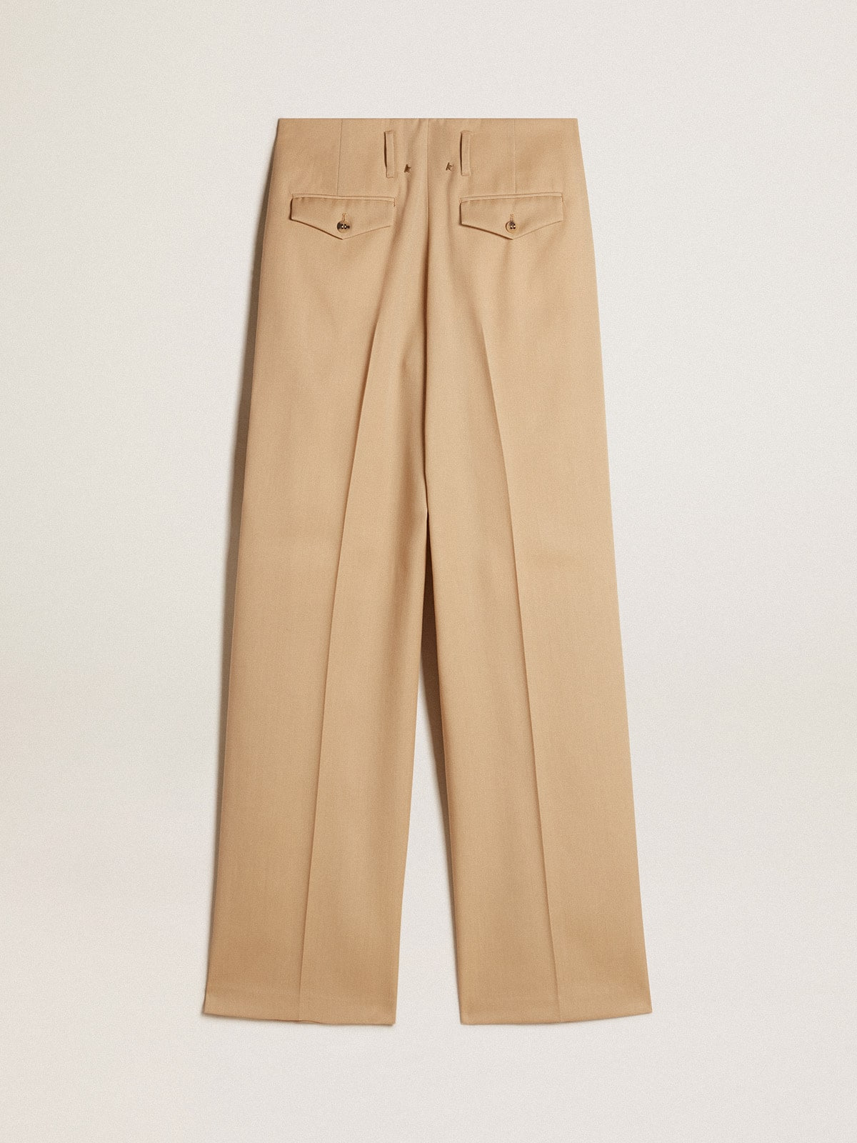 Women’s wool gabardine pants in sand - 6