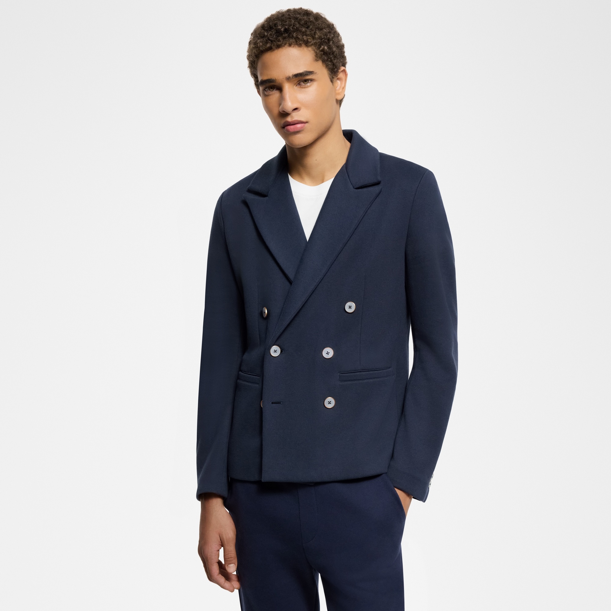 Double-Breasted Cotton And Cashmere Jersey Jacket - 2