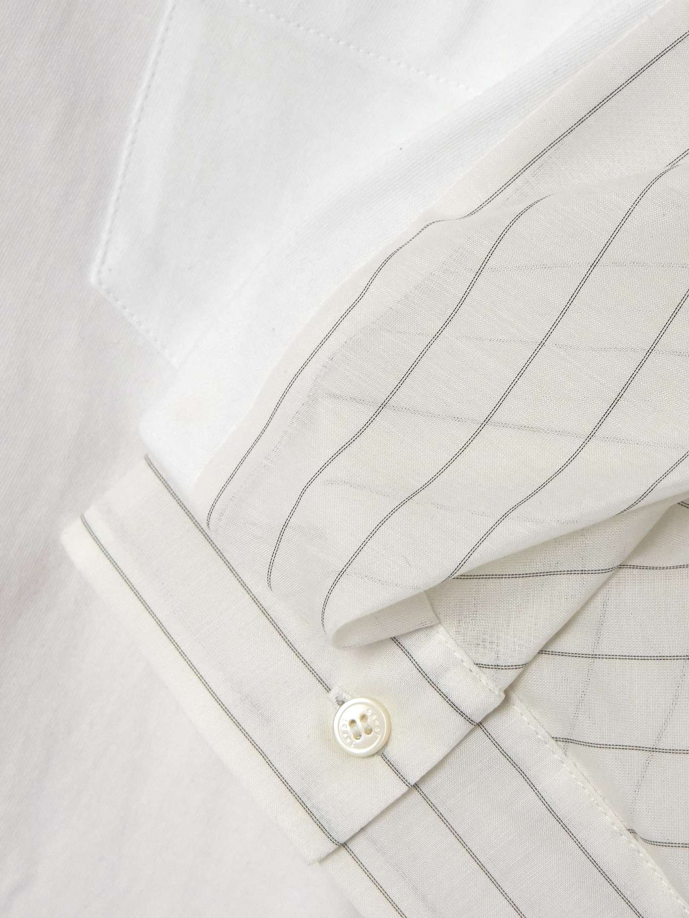 Cotton-jersey and striped voile top Off-white - 5