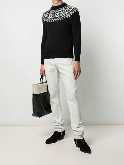 SAINT LAURENT distressed Fair Isle knitted sweater outlook