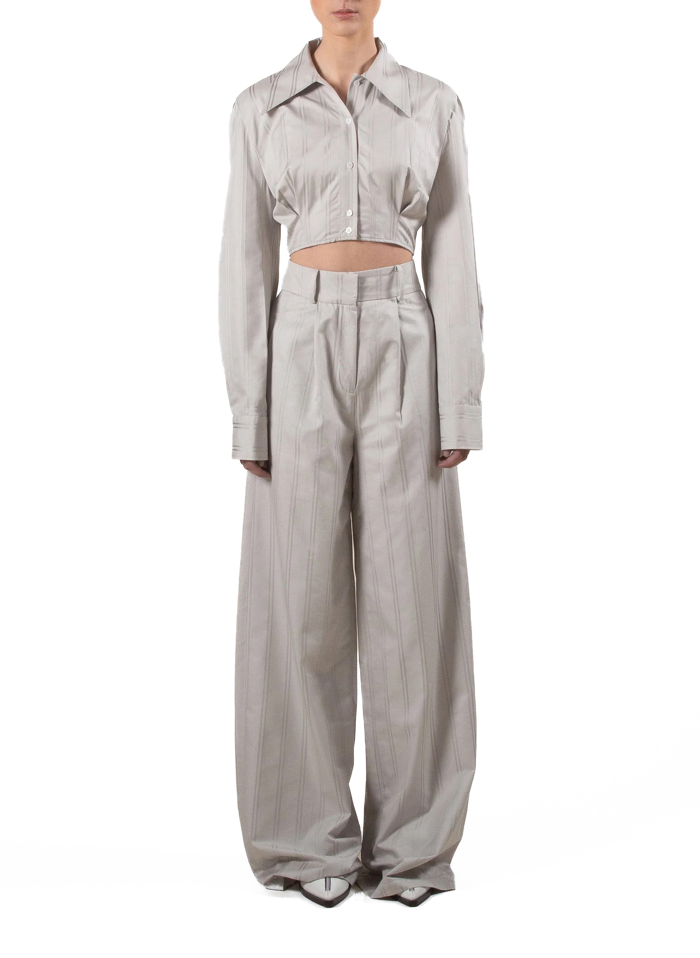 Wide Leg Tailored Trousers - 1