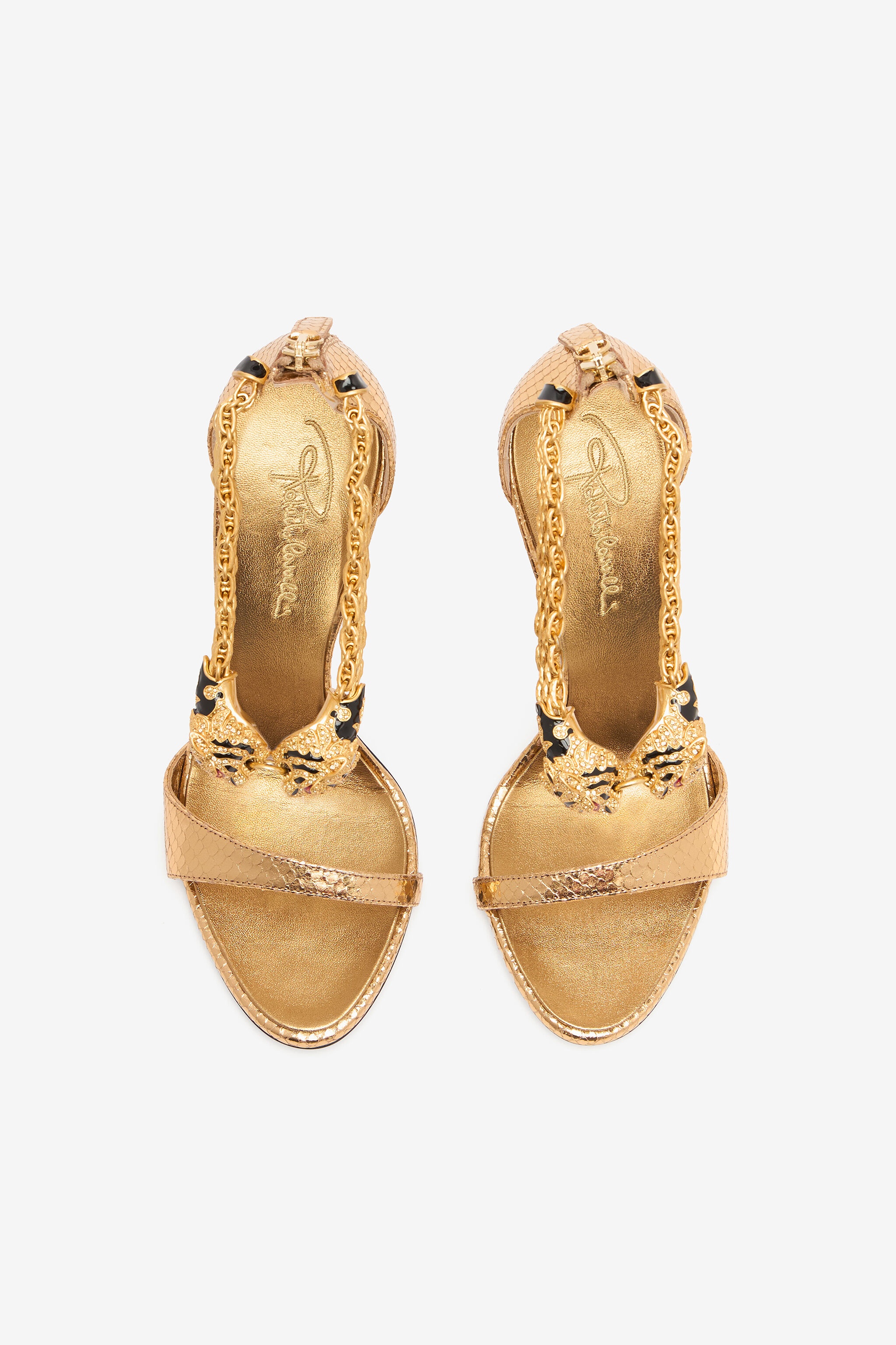 Sandals With Heel And Bejeweled Tigers - 6