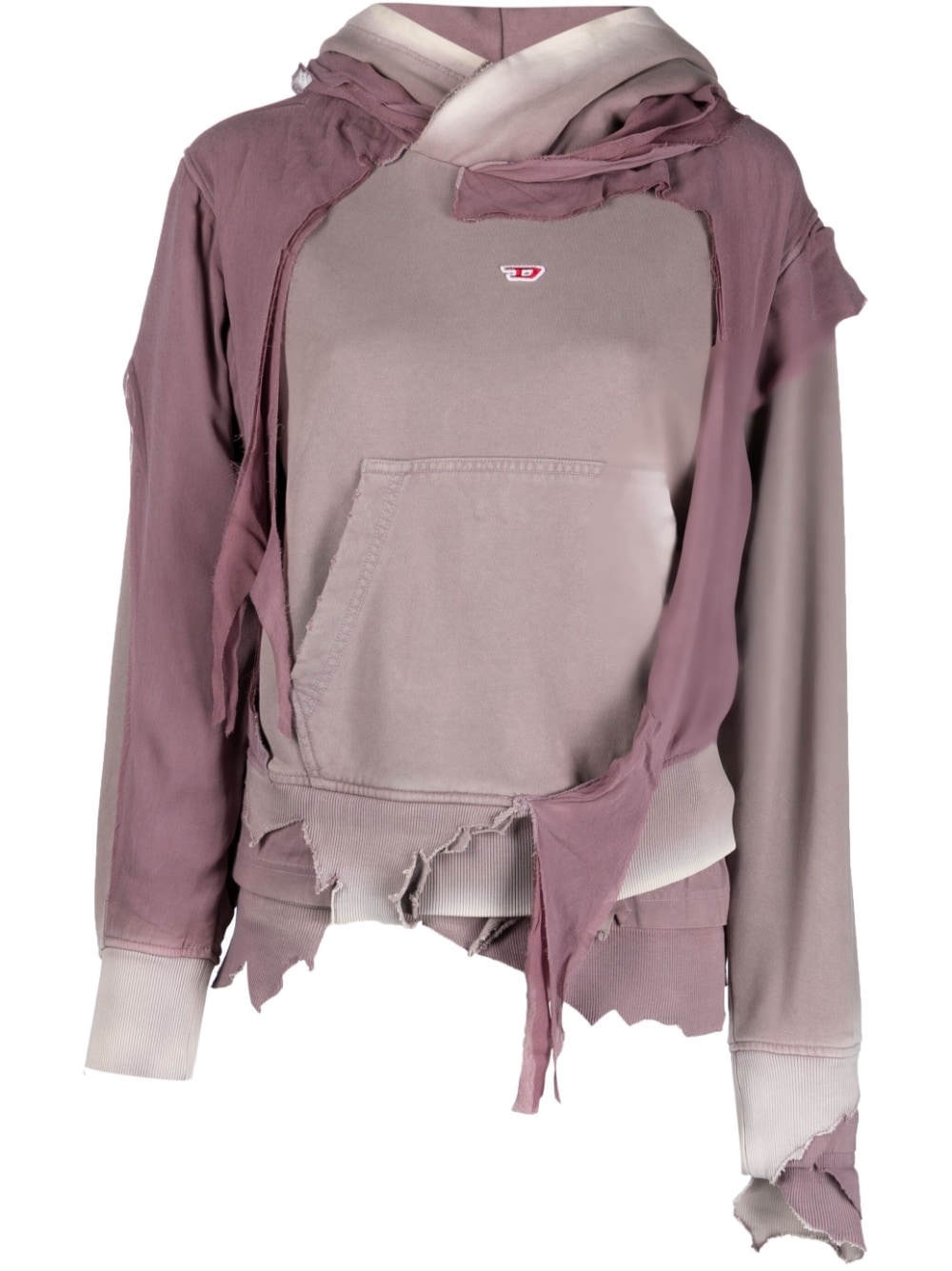 deconstructed-design cotton hoodie - 1