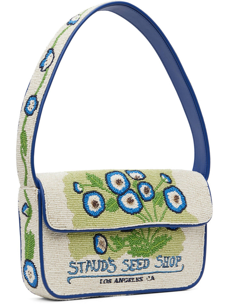 STAUD Off-White & Blue Tommy Beaded Bag outlook