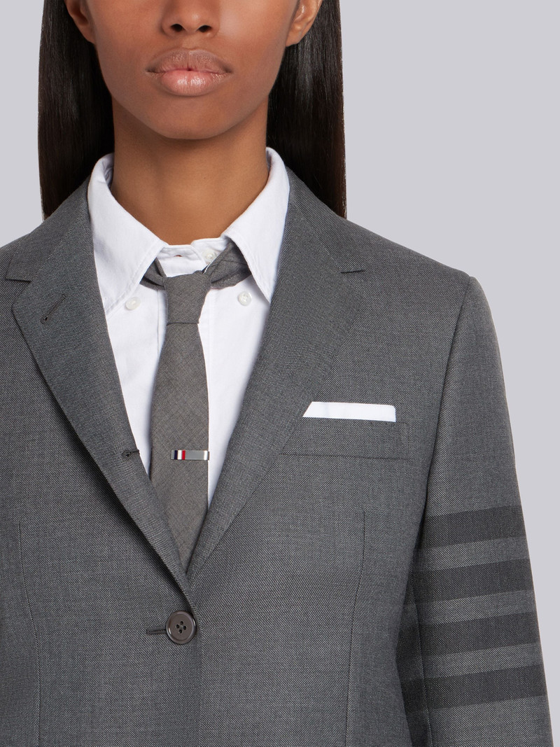 Medium Grey School Uniform Step Twill 4-bar Tailored Classic Blazer 5