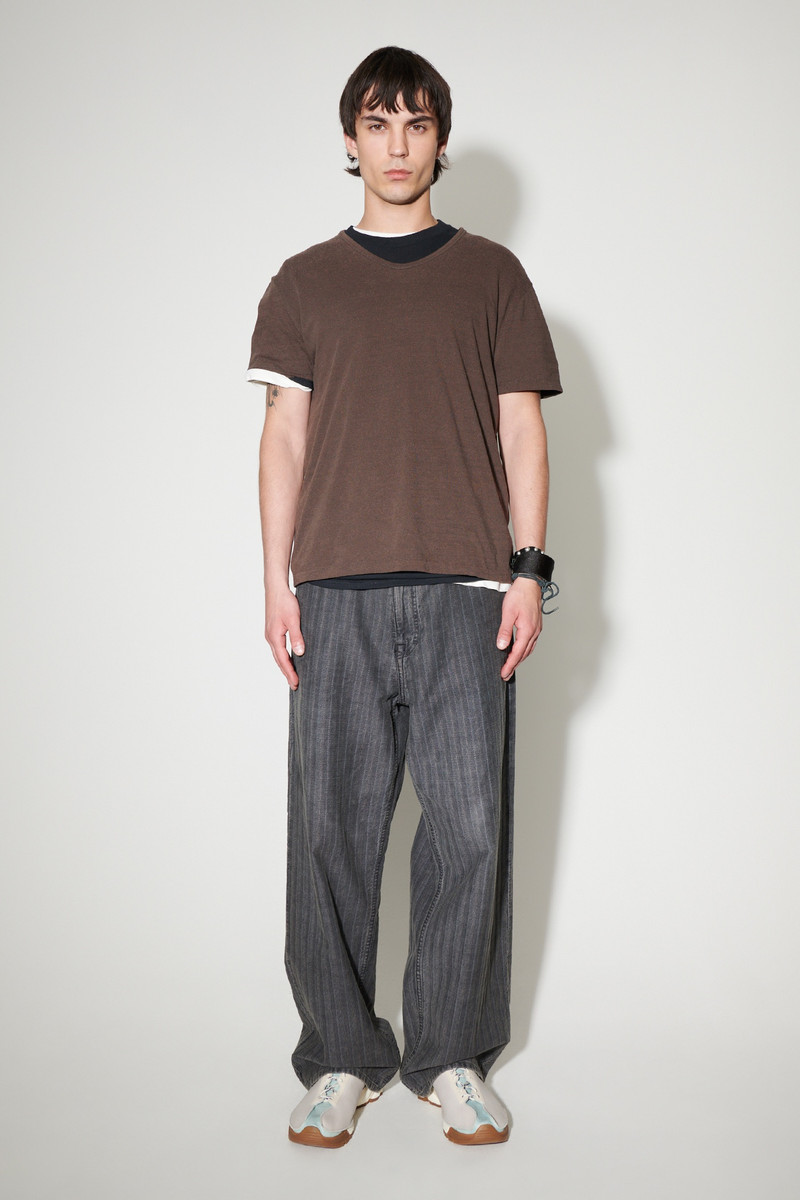 Our Legacy U-Neck T-Shirt Washed Charcoal Cotton Silk outlook