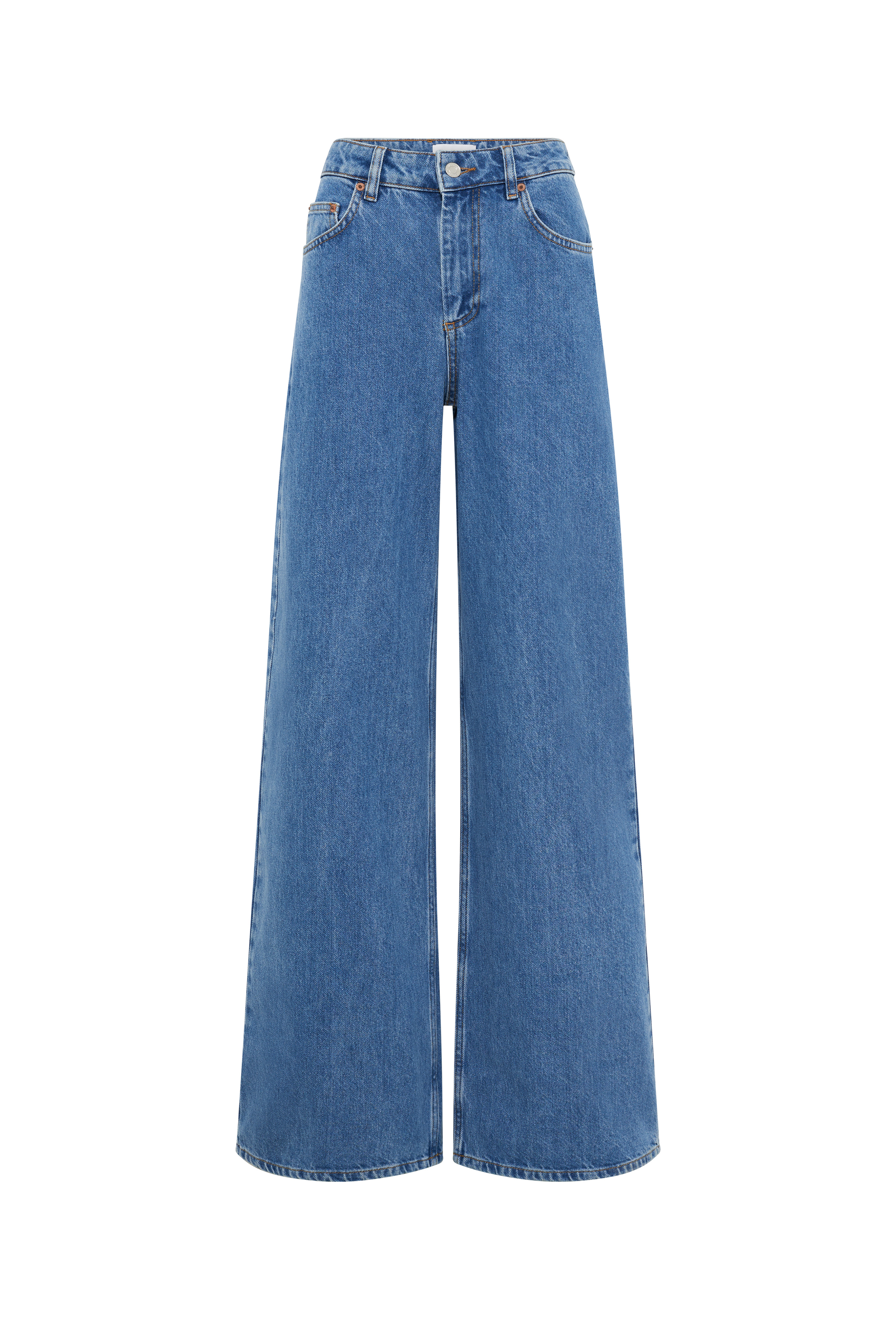 Moon Laser Blue Wash Denim High-Waist Flare Jeans - 6