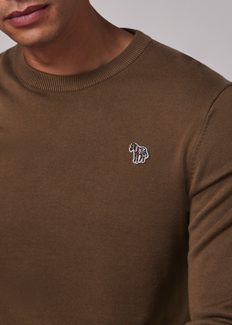 Khaki Organic Cotton Zebra Logo Sweater 4