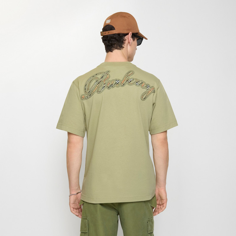 Check Cursive Logo Cotton T-shirt 3