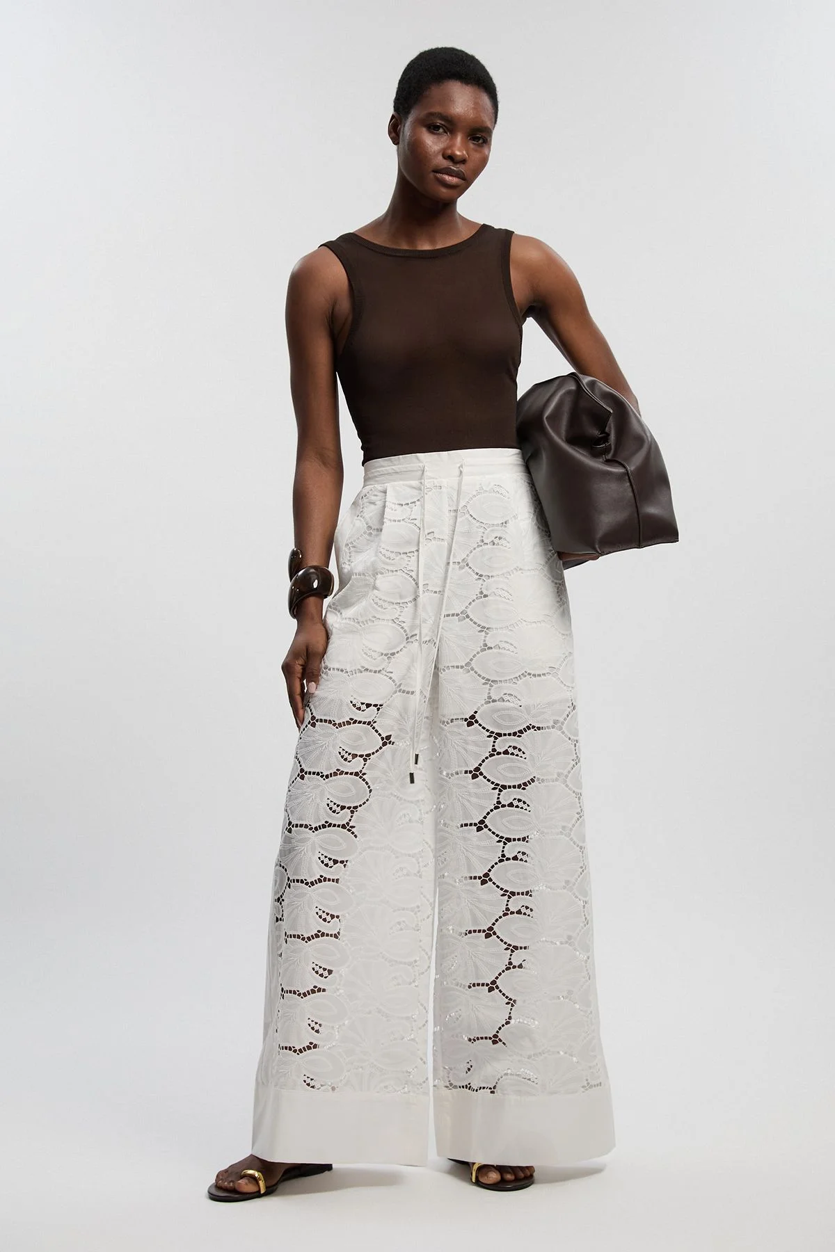 Cutwork Cotton Woven Trouser - 1