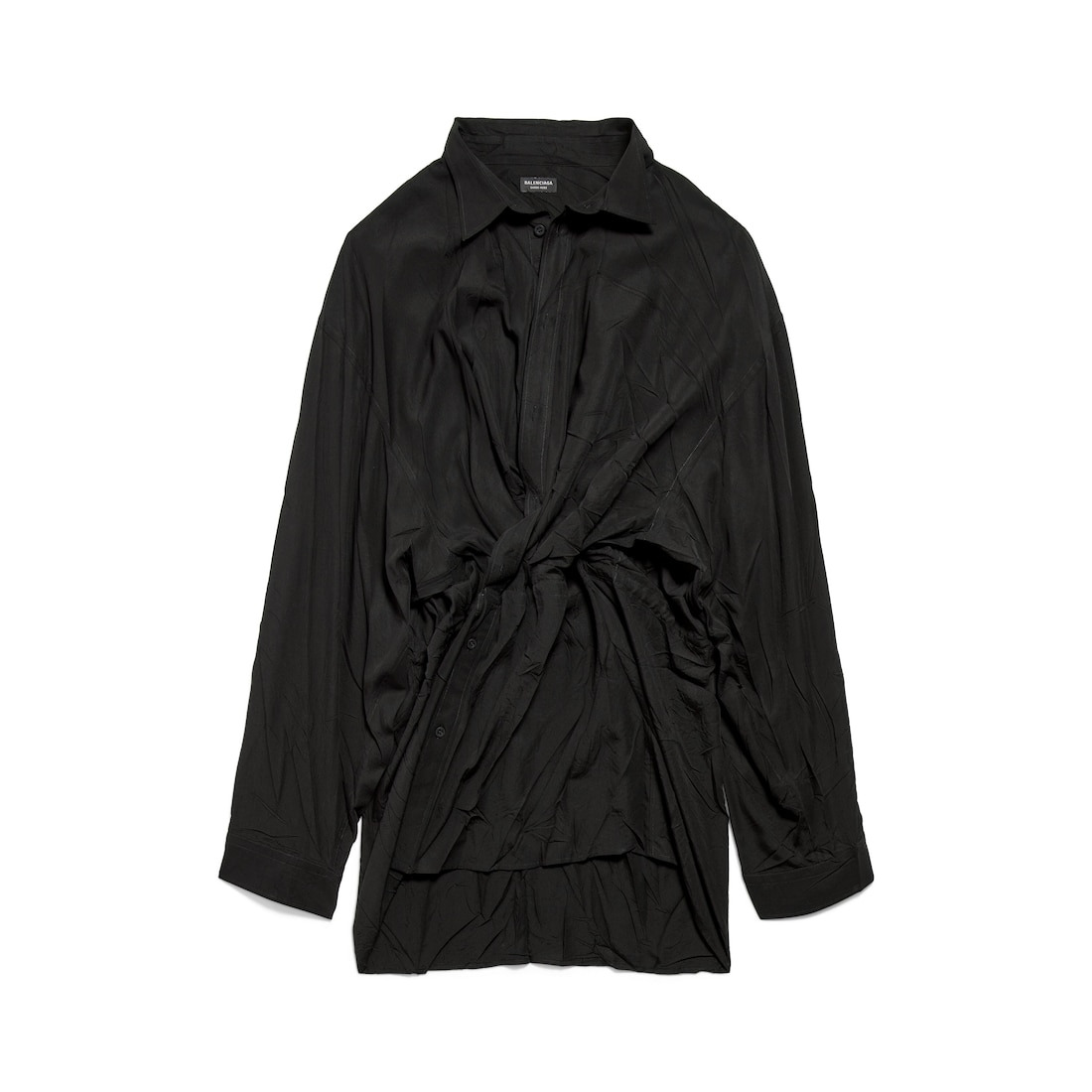 Women's Shirt Mini Dress in Black - 1