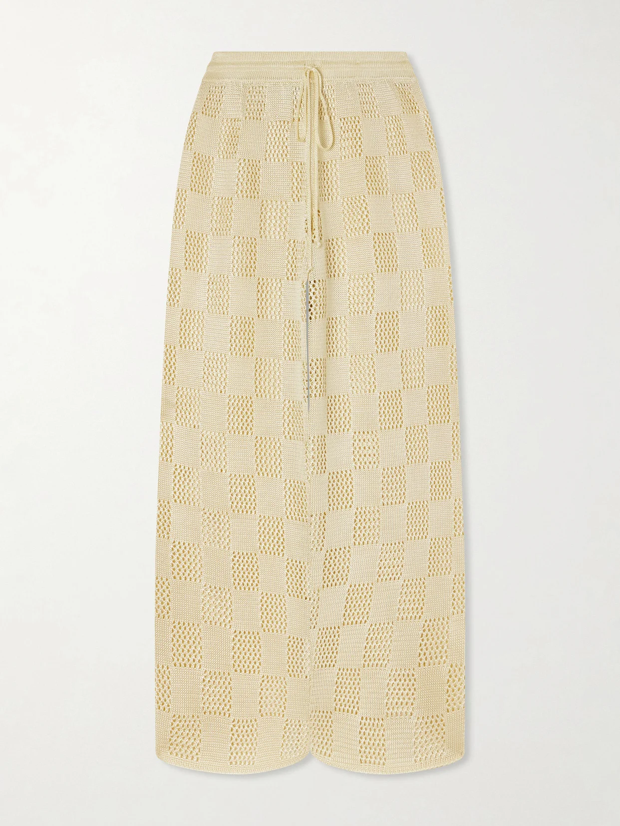 Checked Woven Wide-leg Pants - 1
