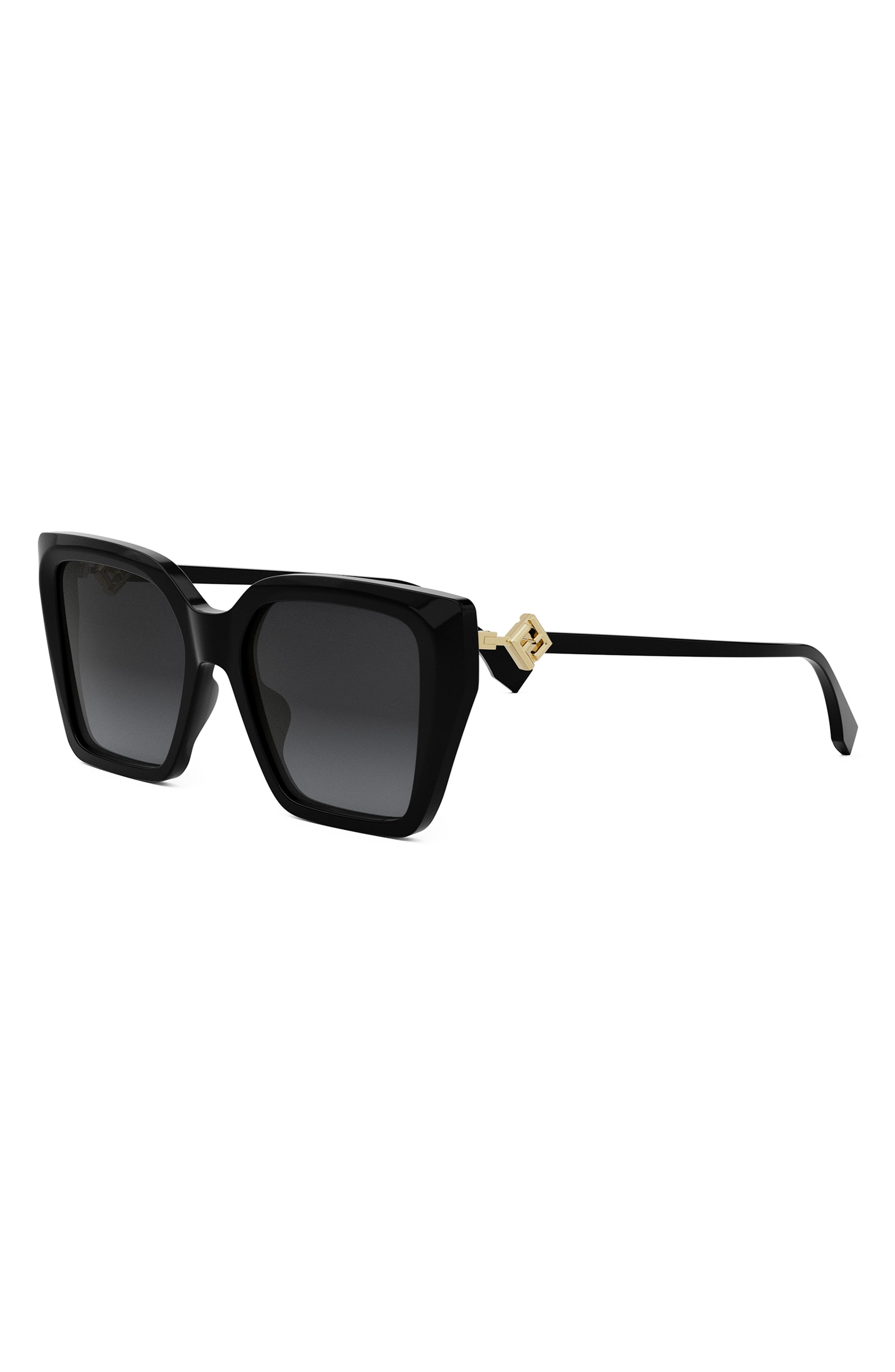Fendi FF Diamonds 54mm Gradient Square Sunglasses in Shiny Black /Gradient Smoke at Nordstrom - 2