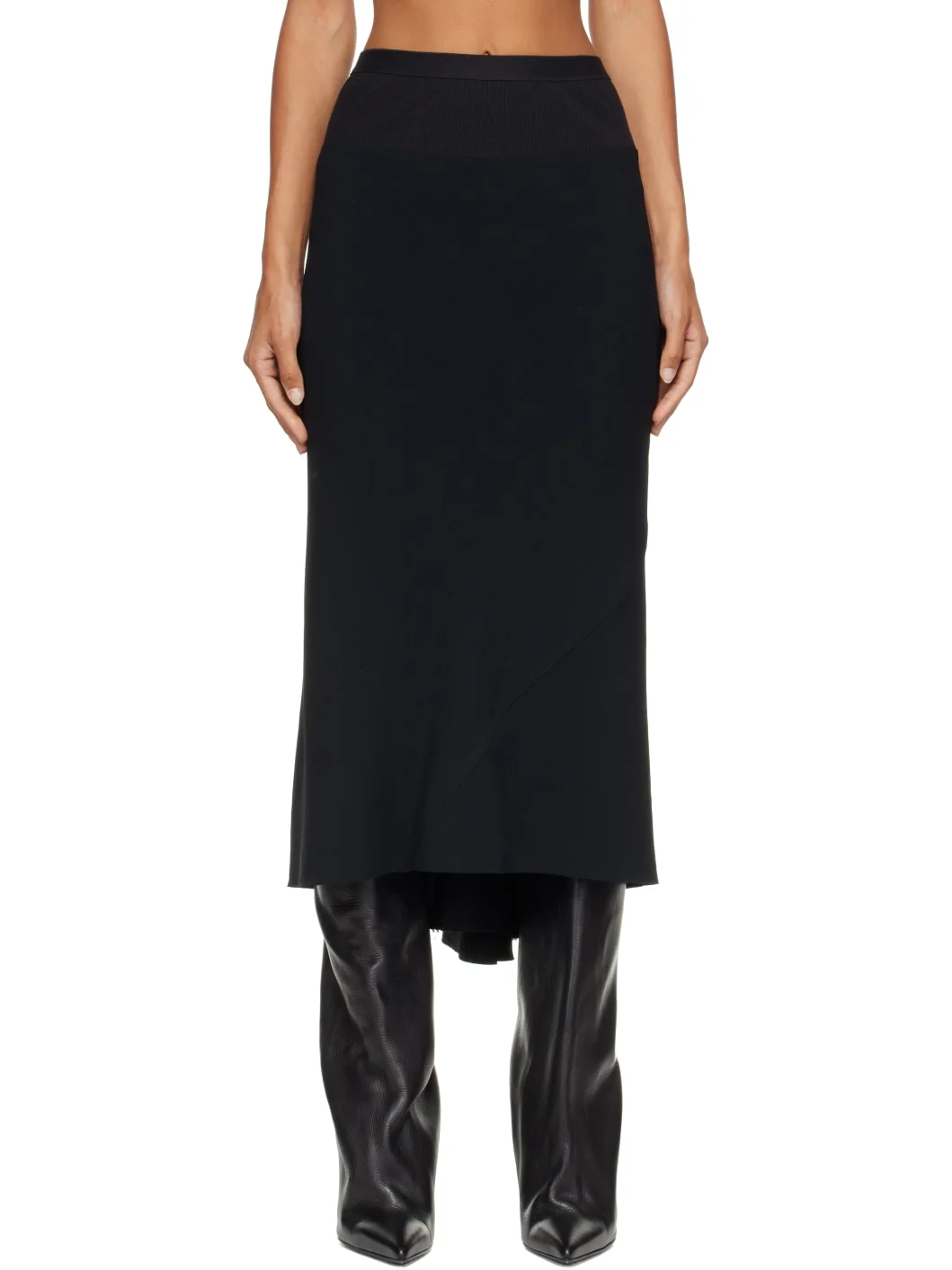 Black Tower A Line Bias Midi Skirt - 1