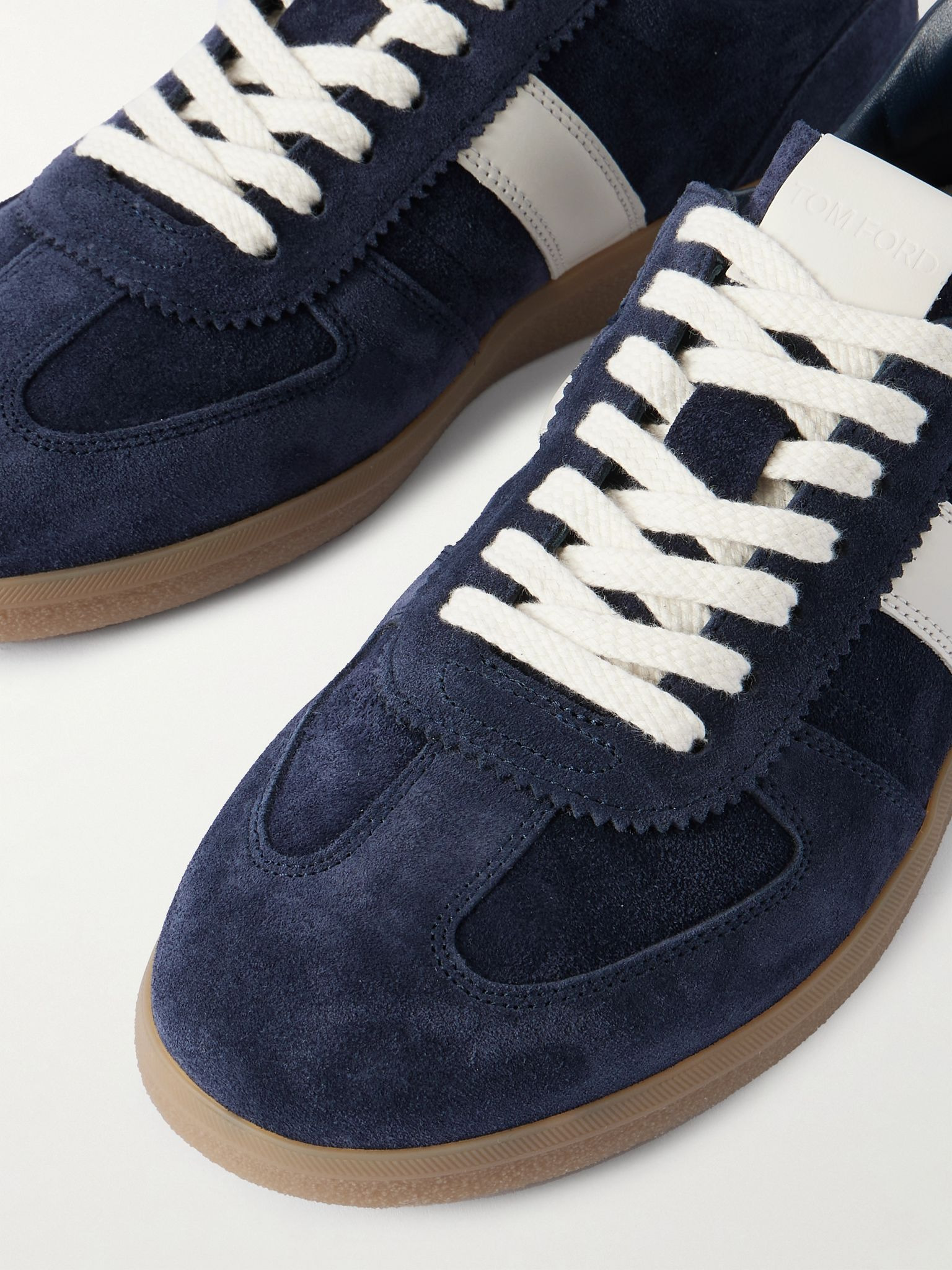 Archer Leather-Trimmed Suede Sneakers Navy - 5