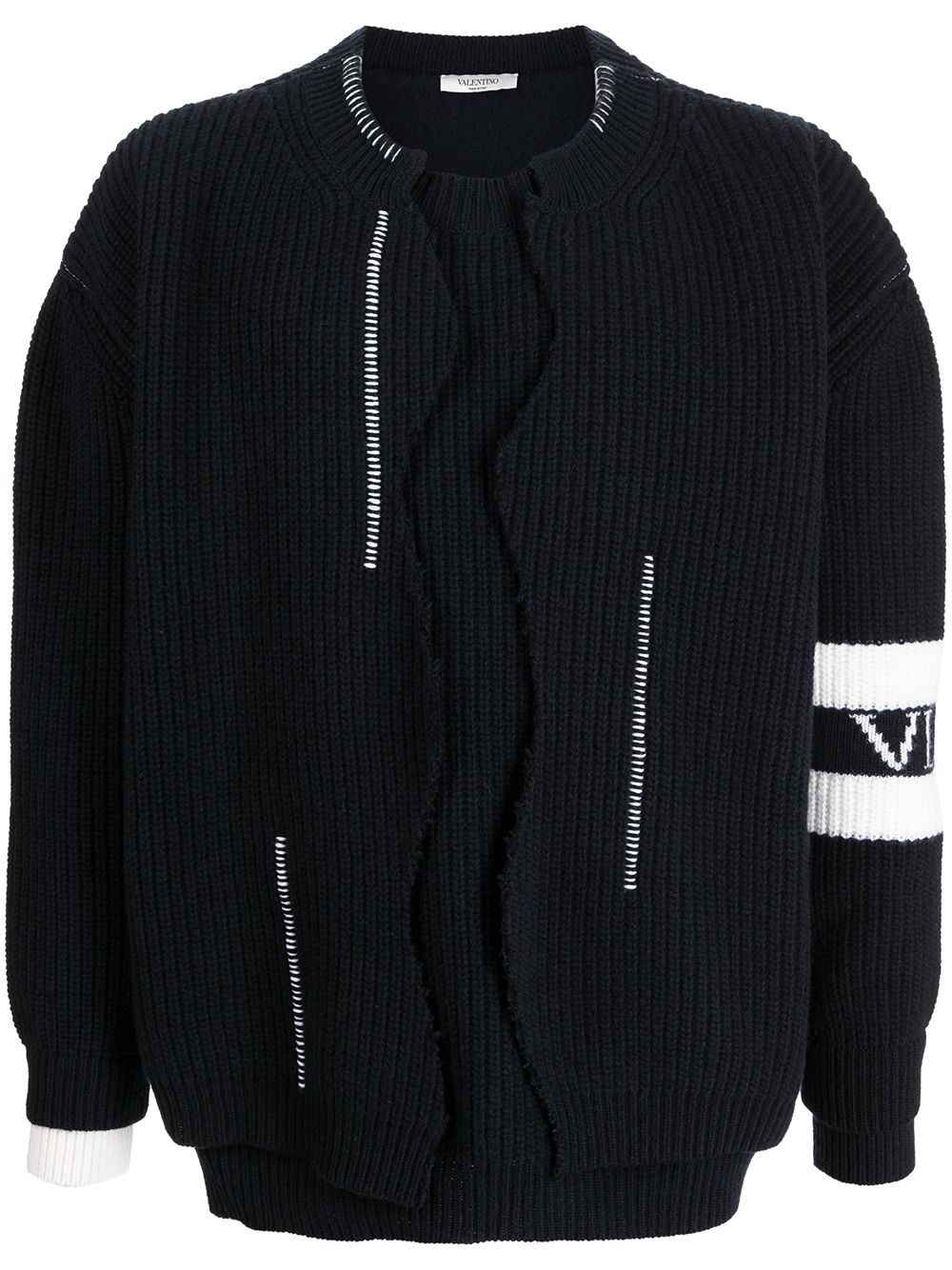 VLTN layered rib-knit jumper - 1