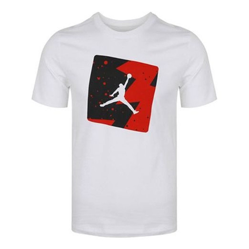 Air Jordan Poolside Chest Printing Short Sleeve White CJ6245-100 - 1