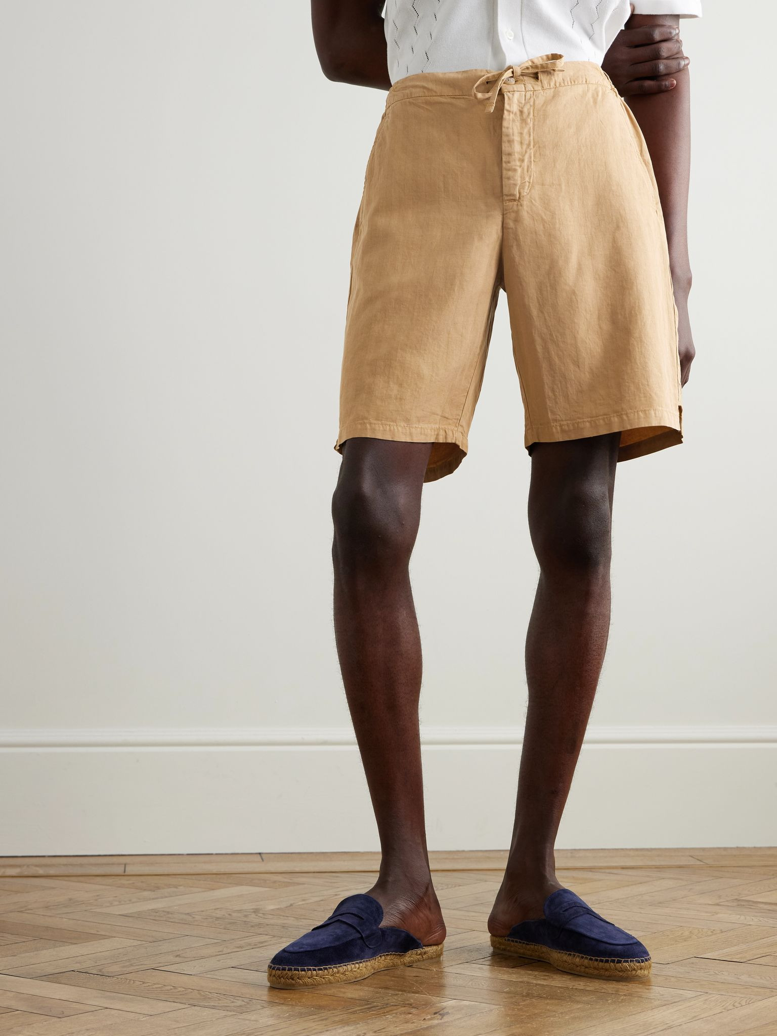 Sergio Straight-Leg Lyocell, Linen and Cotton-Blend Shorts Brown - 3