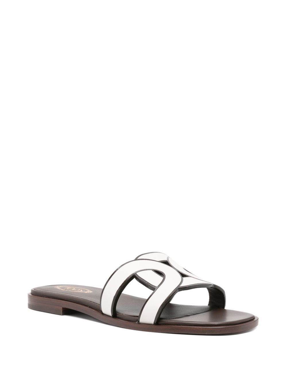leather two-tone slides - 2
