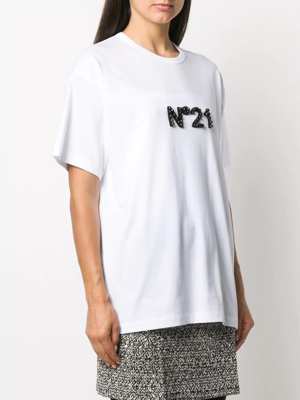 crystal embellished logo T-shirt - 3