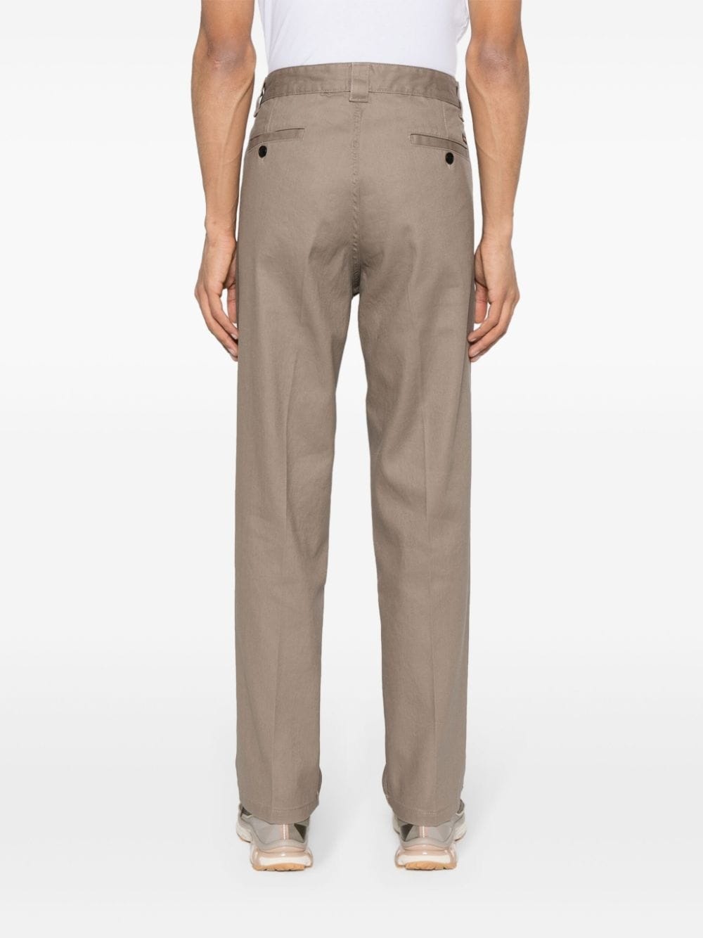 pressed-crease twill tapered trousers - 4