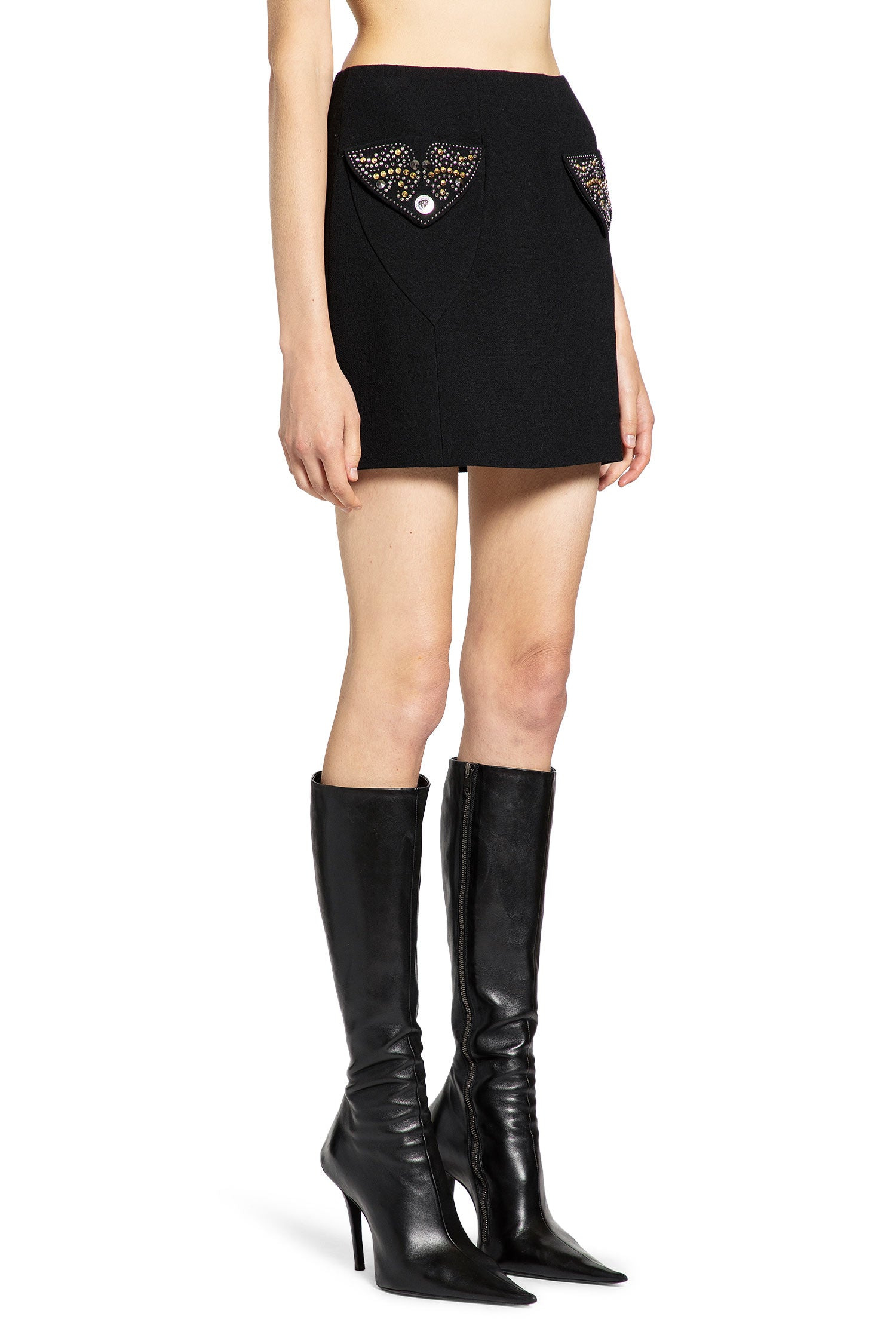 Studded Wool Mini Skirt - 2