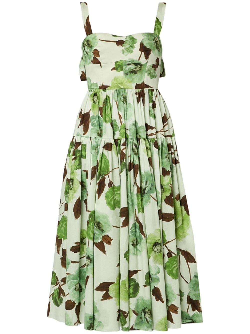 floral-print cotton midi dress - 1