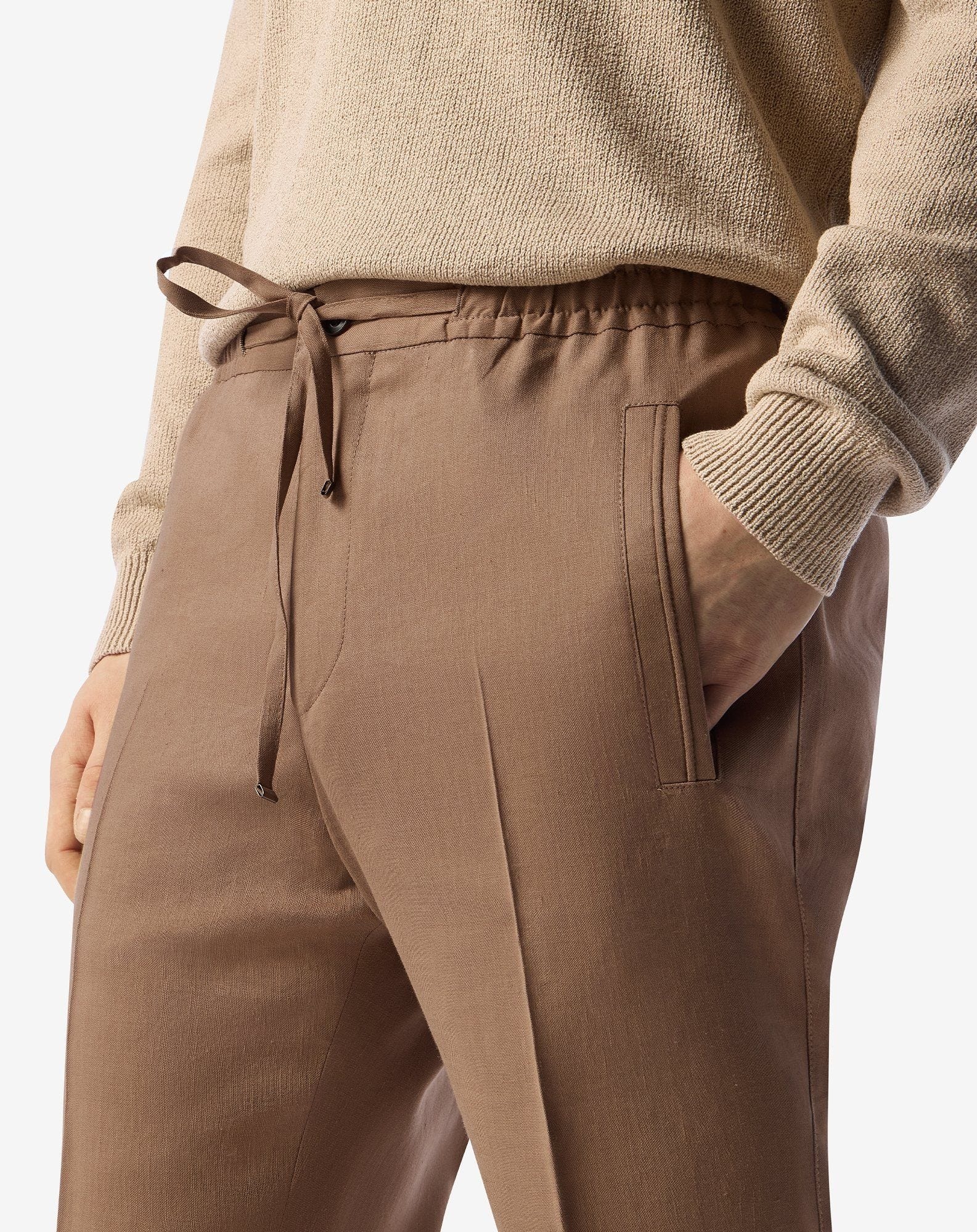 Beige linen, wool and mohair trousers - 5