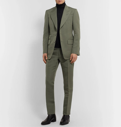 TOM FORD Shelton Slim-Fit Cotton and Silk-Blend Suit Trousers outlook