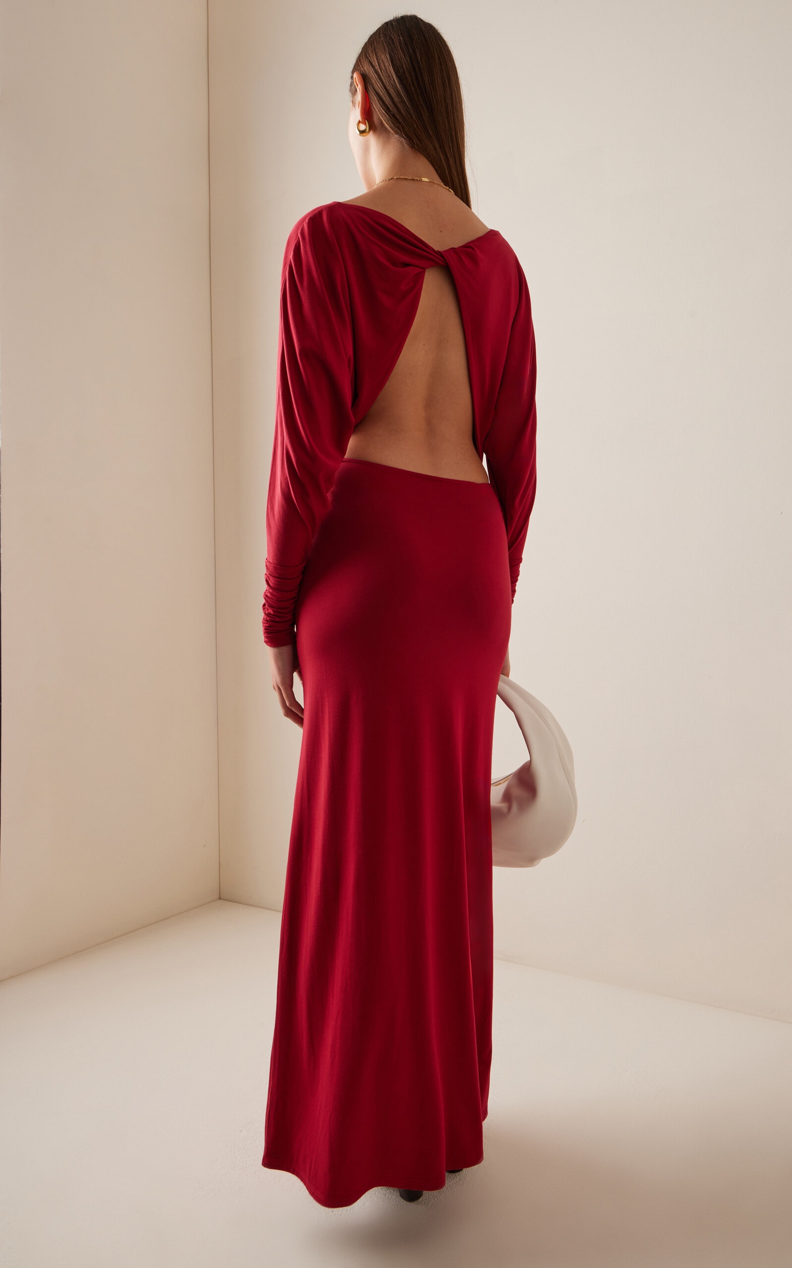 Sienna Draped Jersey Maxi Dress red - 4