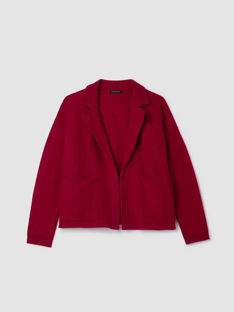Fine Felted Wool Notch Collar Cardigan in Regenerative Wool 1