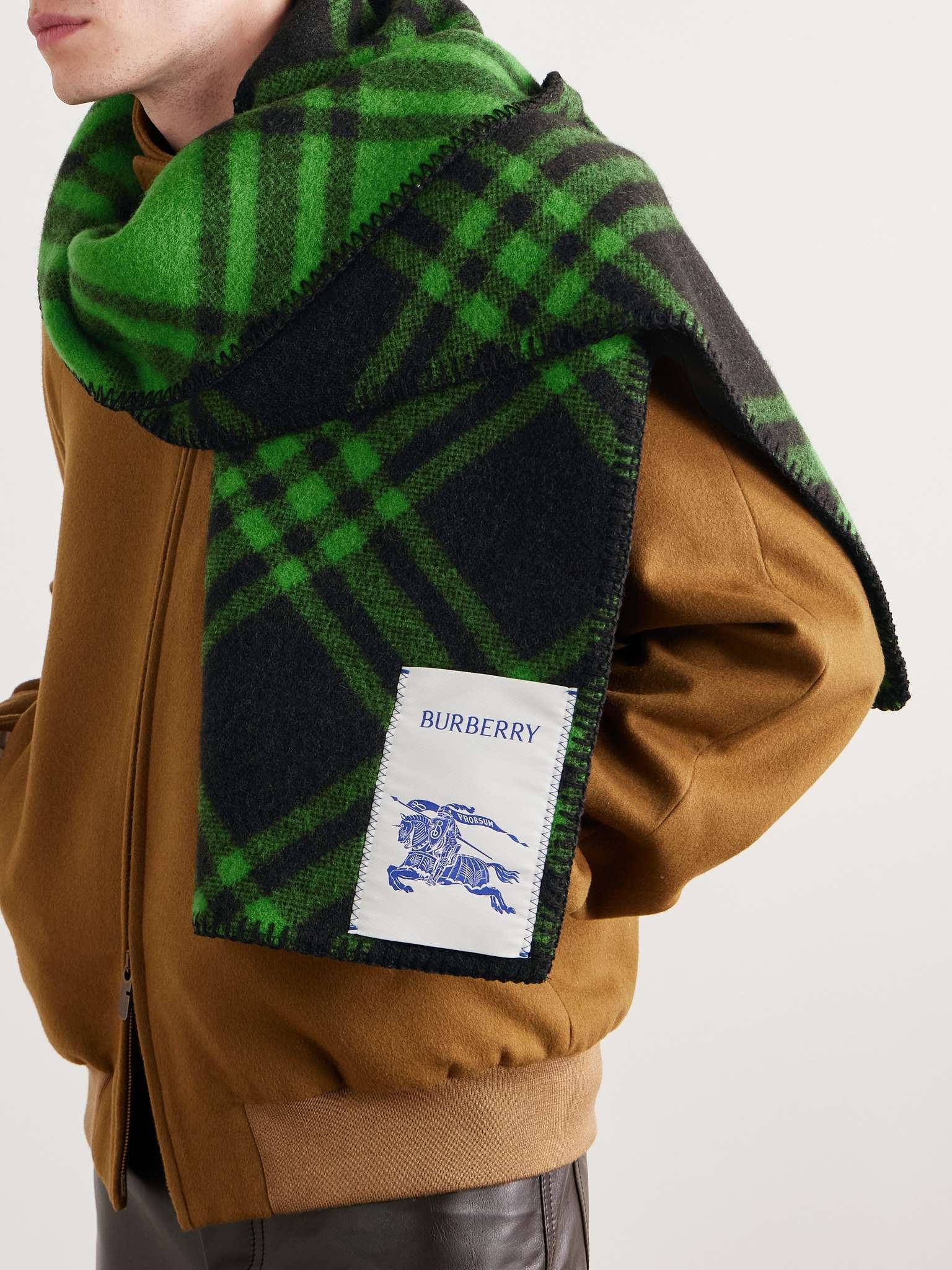 Logo-Appliquéd Checked Wool Scarf - 2