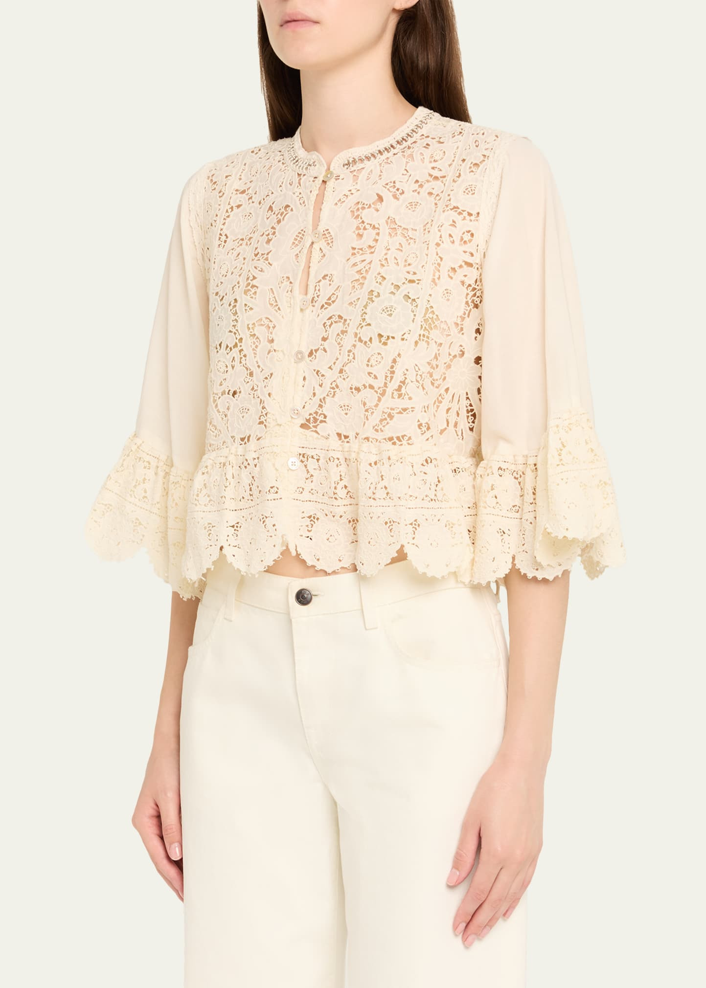 Shanna Lace Three-Quarter Sleeve Top - 4