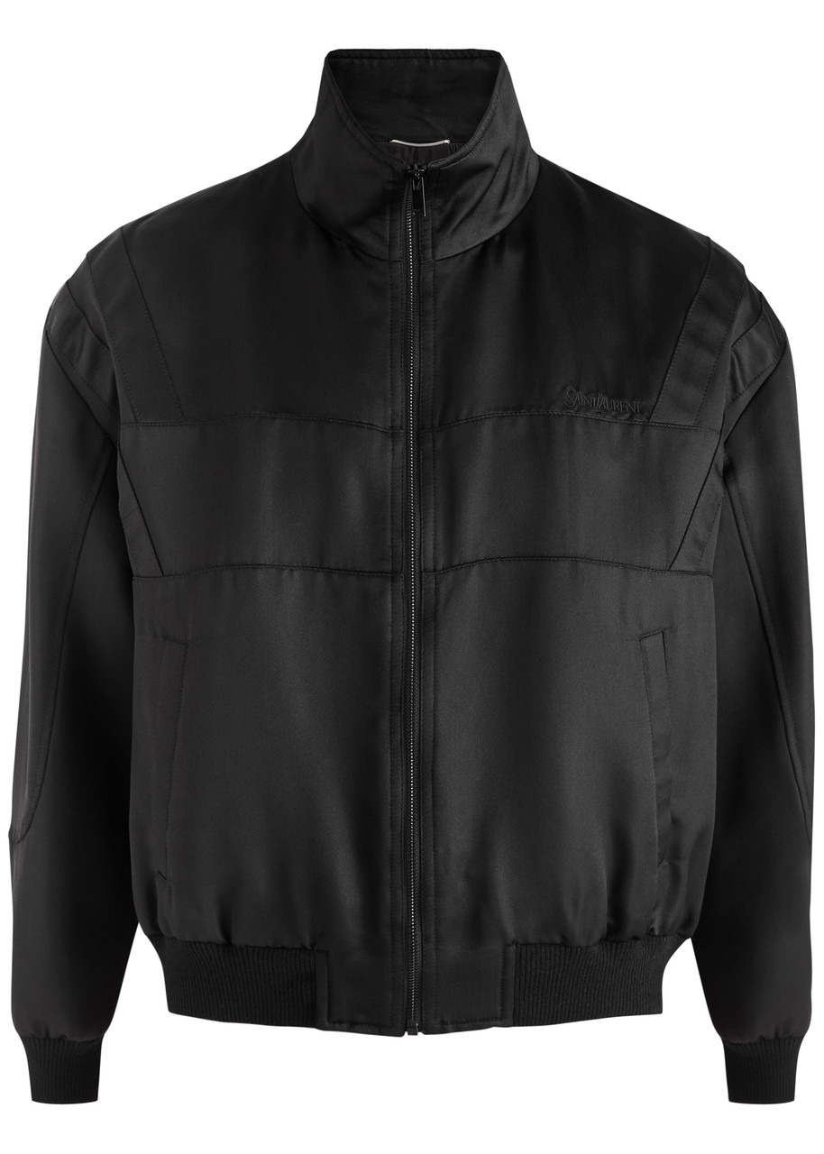 Teddy panelled satin bomber jacket - 1