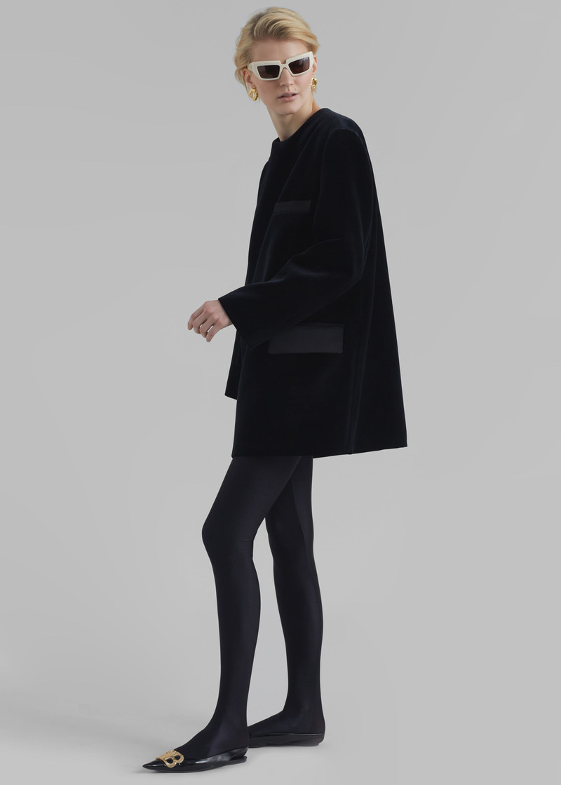 Madison Mini Velvet Dress - Black 4
