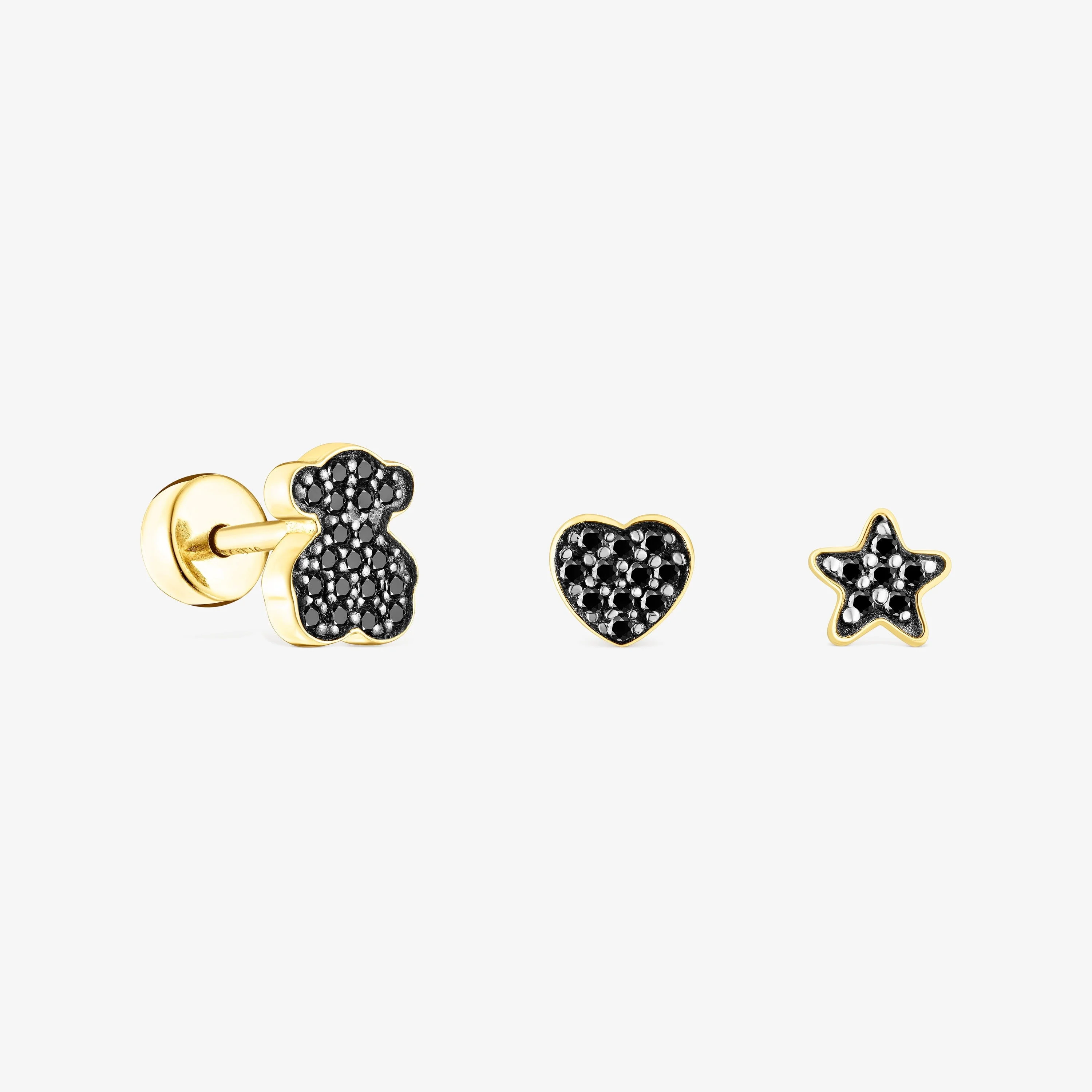 Pack of silver vermeil TOUS Basics ear Piercings with spinel - 1