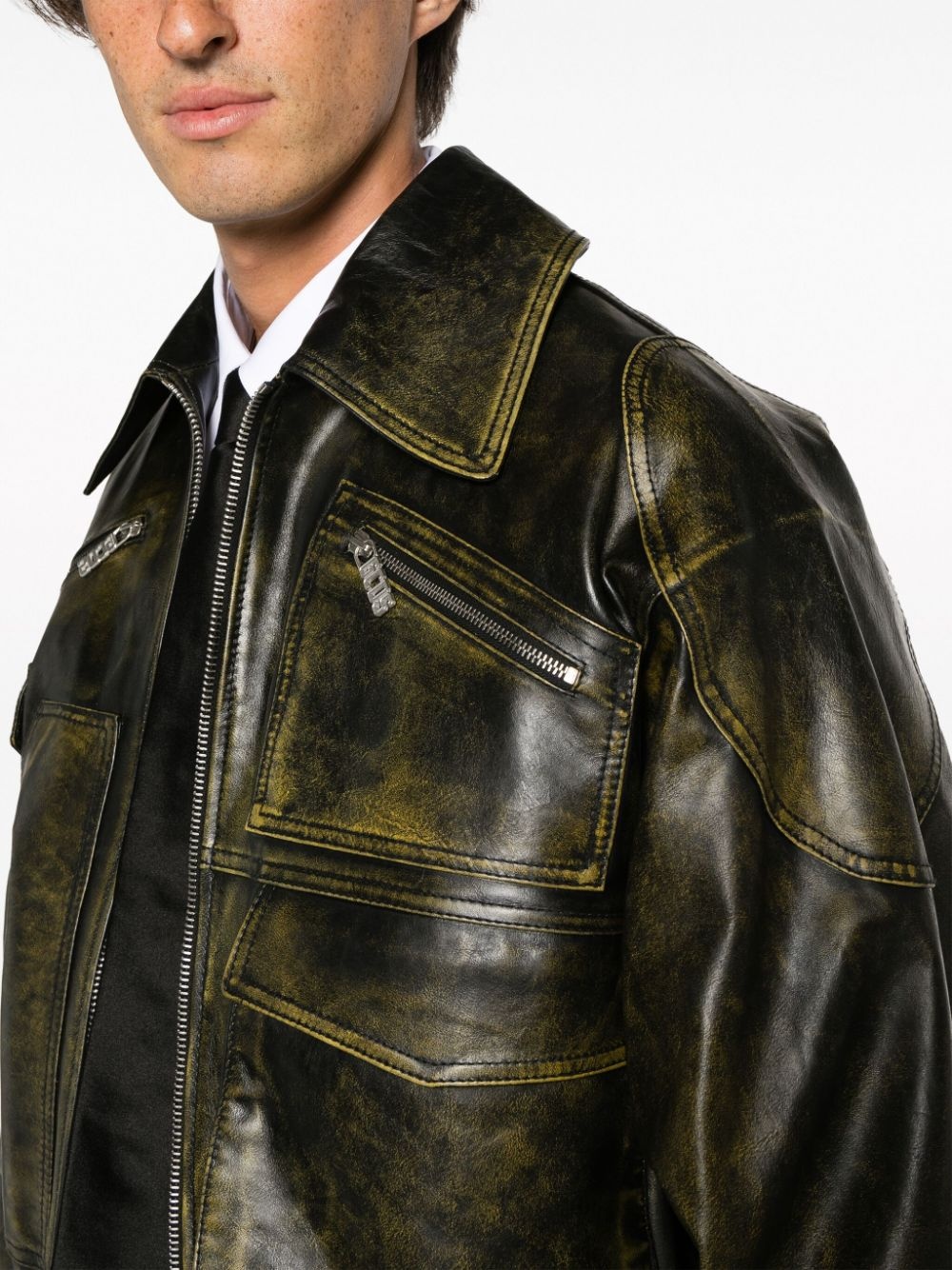 Workwear Rub-Off leather bomber jacket - 6