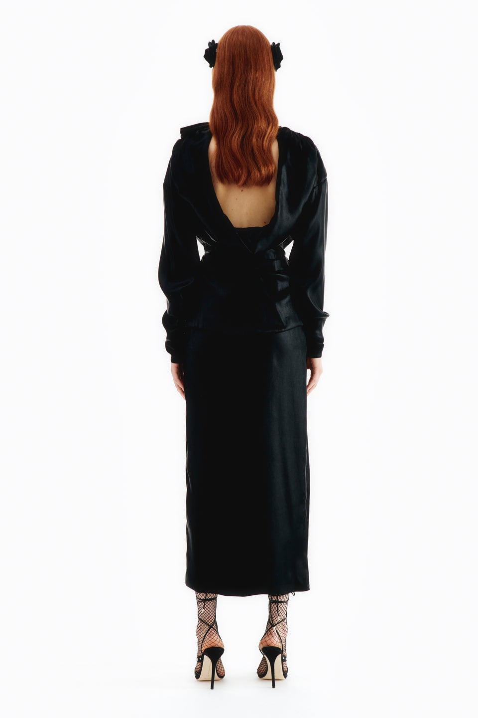 OPEN BACK LAMINATED SILK DRESS - 4