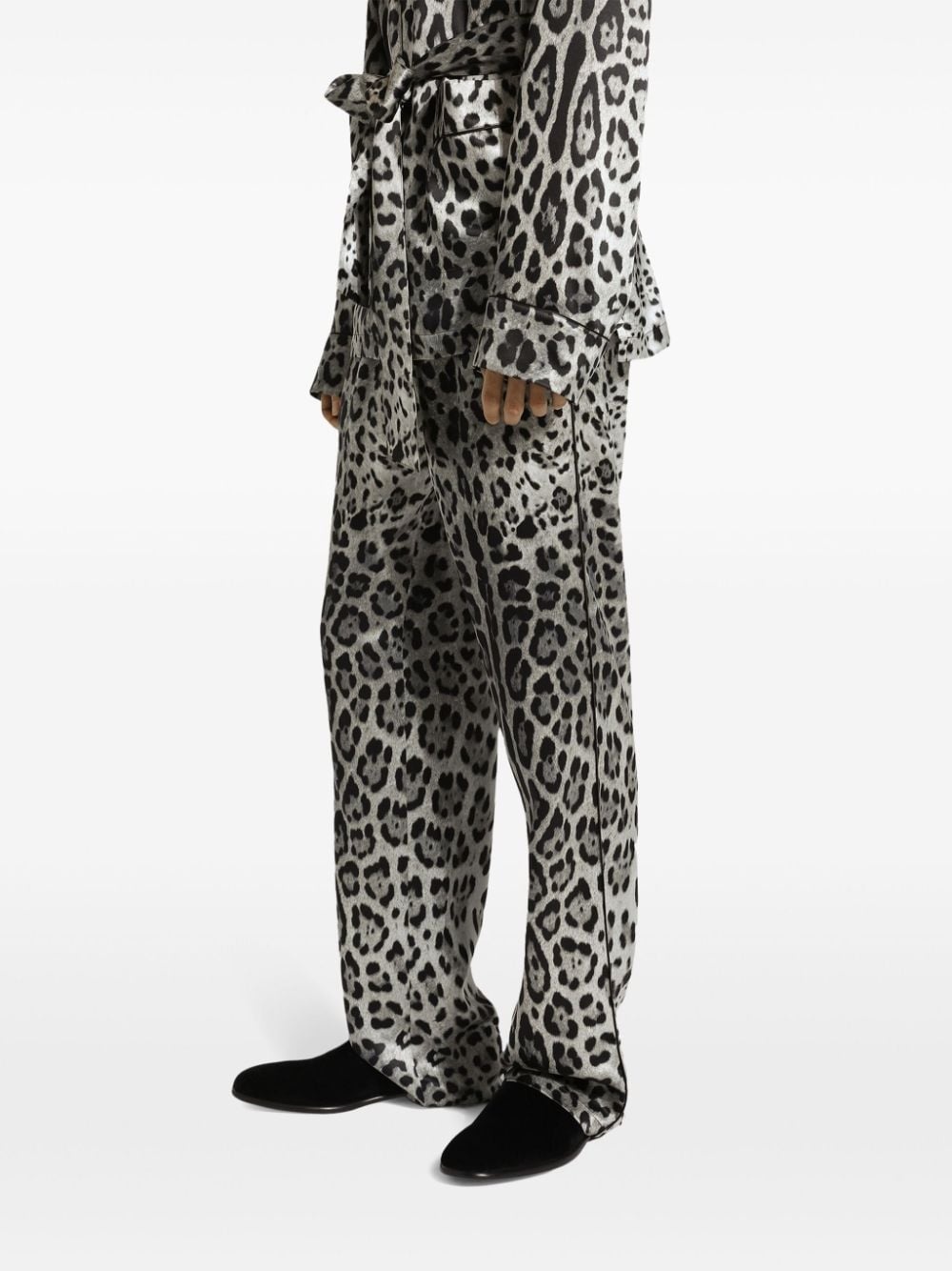 animal-print silk lounge trousers - 5