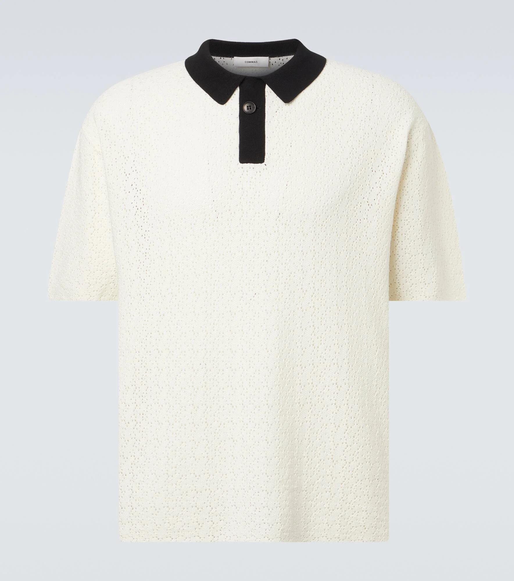 Crochet cotton-blend polo shirt - 1