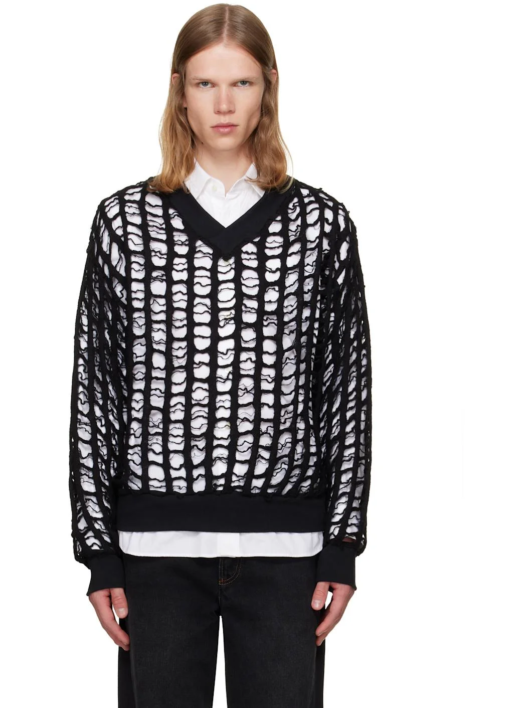 Black Samuel Cut-Out Knit Sweater - 1
