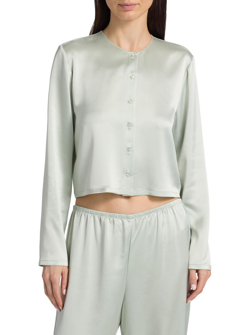 Women's Barb Satin Crewneck Cardigan - Watercress 3