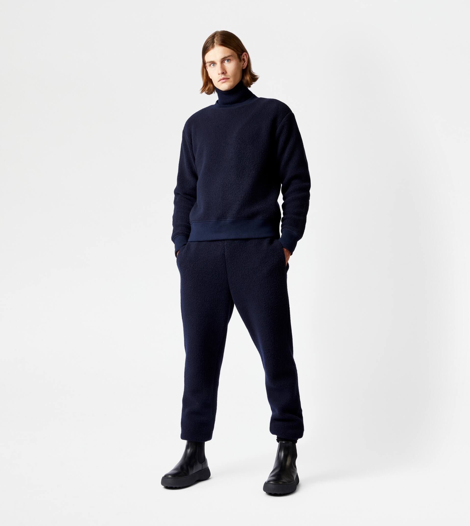 CASHMERE BLEND TROUSERS - BLUE - 2