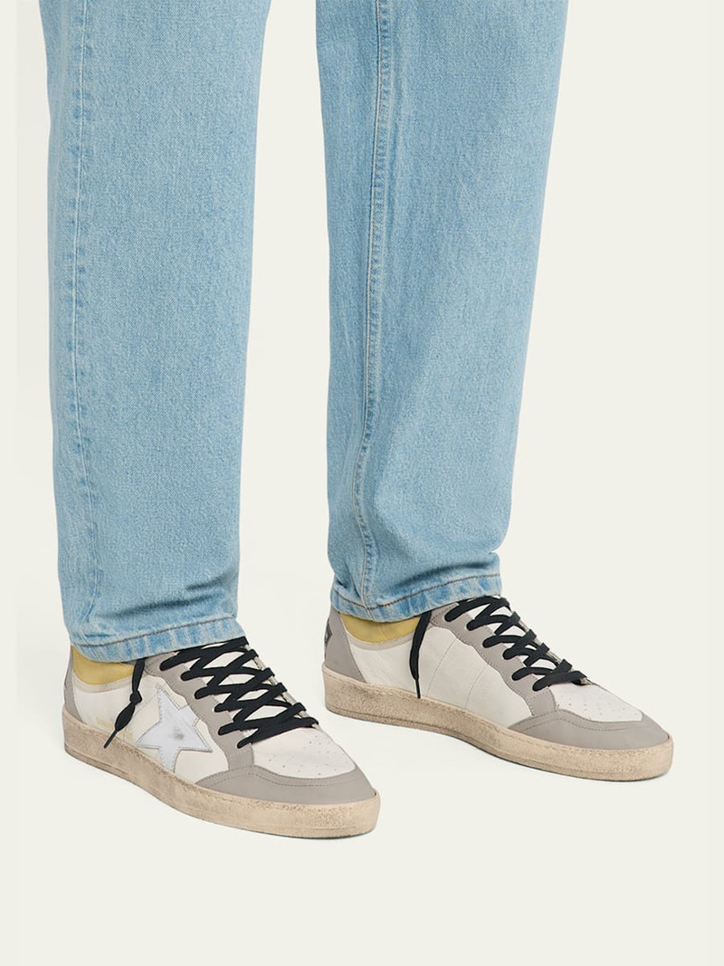 Golden Goose Men's Ballstar Metallic Leather Low-Top Sneakers, Exclusive outlook